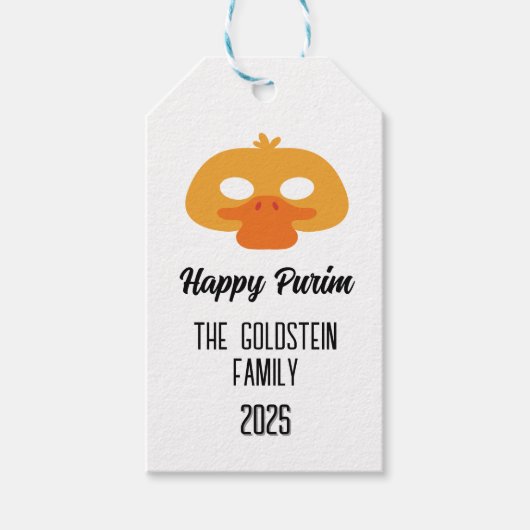 Purim Ente Maskerade Kostüm Geschenkanhänger (Vorderseite)