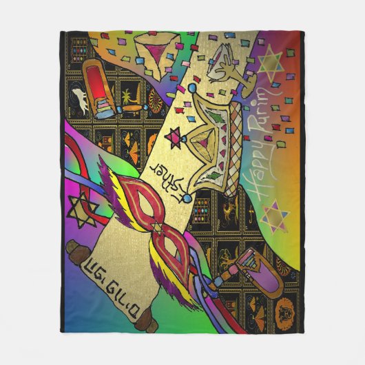 Purim Esther Celebration Art Print Fleece Blankon (Vorderseite)