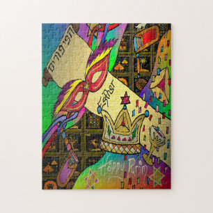 Purim Esther Celebration Dark Art Print Puzzle