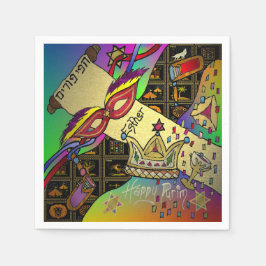 Purim Esther Celebration Dark Art Print Serviette