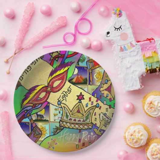 Purim Esther Celebration Light Art Print Pappteller (Party)