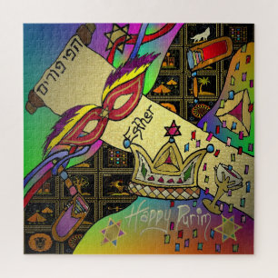 Purim Esther Feier Dark Art Druck Puzzle