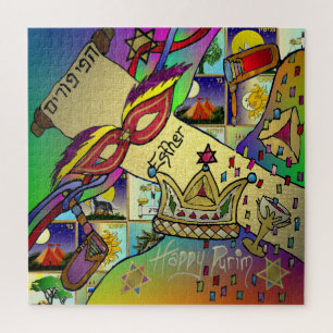 Purim Esther Feier Light Art Druck Puzzle