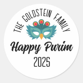 Purim Eule Maskerade Kostüm Familienname Runder Aufkleber