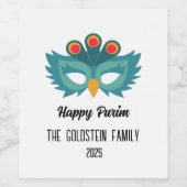 Purim Eule Maskerade Kostüm Weinetikett (Einzelnes Label)