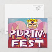Purim Fest Postkarte (Vorne/Hinten)