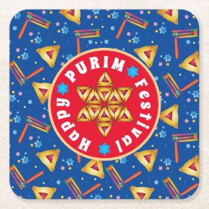 Purim Festival Jewish Holiday Geschenke Hamantasch Rechteckiger Pappuntersetzer