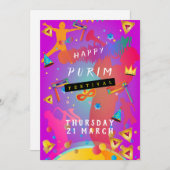 Purim Festival Masquerade Kids Party Feiertagskarte (Vorne/Hinten)