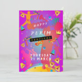 Purim Festival Masquerade Kids Party Feiertagskarte (Stehend Vorderseite)