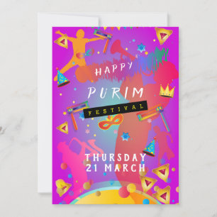 Purim Festival Masquerade Kids Party Feiertagskarte