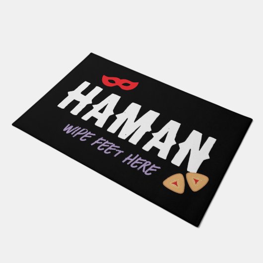 Purim Funny Haman Wipe Feet Here Mat Fußmatte (Schrägansicht)