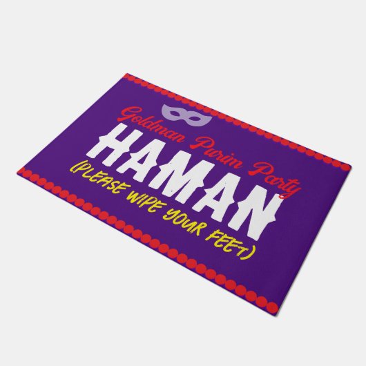 Purim Funny Haman Wipe Feet Here Mat Fußmatte (Schrägansicht)