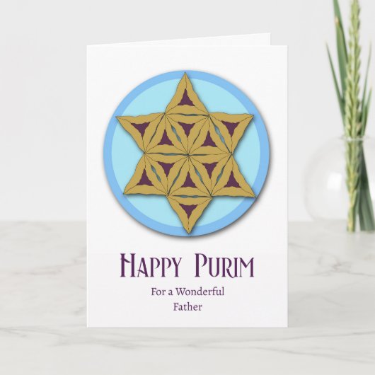 Purim für Vater Hamantaschen Magen David Karte (Vorderseite)