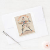 Purim. Glücklicher Clown. Lechaim Quadratischer Aufkleber (Umschlag)