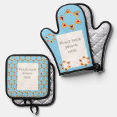 Purim Hamantaschen Foto Blue Background Ofenhandschuh & Topflappen-Set (Vorderseite/Rückseite)