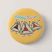 Purim hamantaschen Gebäck Sameach Oznei Haman Button (Vorderseite)