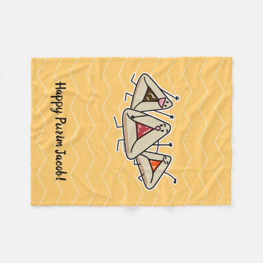 Purim hamantaschen Gebäck Sameach Oznei Haman Fleecedecke (Vorderseite (Horizontal))