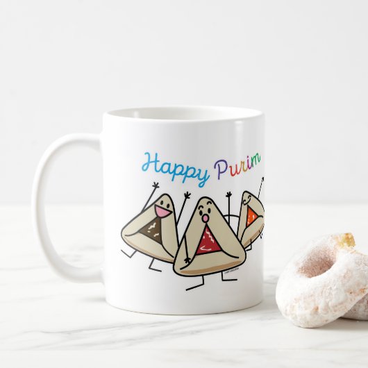 Purim hamantaschen Gebäck Sameach Oznei Haman Kaffeetasse (Mit Donut)