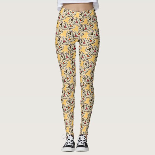 Purim hamantaschen Gebäck Sameach Oznei Haman Leggings (Vorderseite)