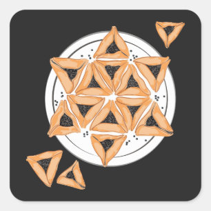 Purim Hamantash Hamantaschen Jewish Star Quadratischer Aufkleber