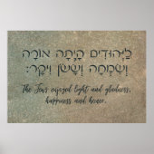 Purim Hebrew Buch Esther Quote Judaika Art Poster (Vorne)