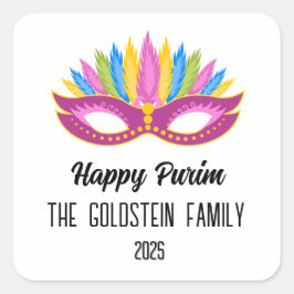 Purim lila Maskenmaske Maskenkostüm Quadratischer Aufkleber