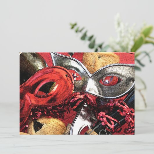 Purim Masken u. Hamentashen Einladung (Stehend Vorderseite)