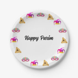 Purim Masquerade Hat and Hamentashen Paper Plate Pappteller