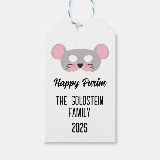 Purim Maus Maskerade Kostüm Geschenkanhänger (Vorderseite)