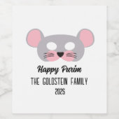 Purim Maus Maskerade Kostüm Weinetikett (Einzelnes Label)