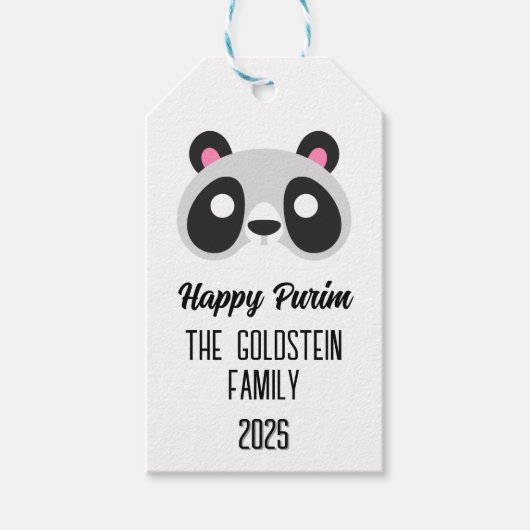 Purim Panda Maskerade Kostüm Geschenkanhänger (Vorderseite)