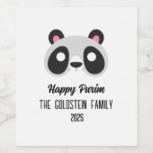 Purim Panda Maskerade Kostüm Weinetikett (Einzelnes Label)