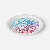 Purim Paper Plate with Hebrew "Happy Purim" Text Pappteller (Schrägansicht)