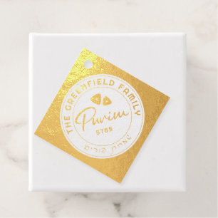 Purim Personalisiert Script Real Gold Foil Tag