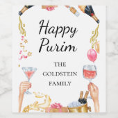 Purim Red Wine Champaign Drinks Mishloach Manot  Weinetikett (Einzelnes Label)