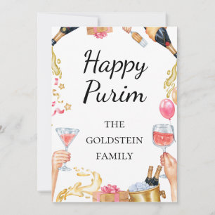 Purim Rotwein Champaign Getränke Mishloach Manot Feiertagskarte