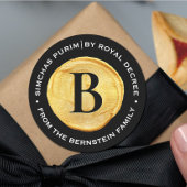 Purim Royal Gold Siegel Monogram Runder Aufkleber