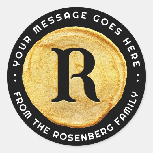 Purim Royal Gold Siegel Monogram Runder Aufkleber (Vorderseite)
