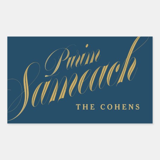 Purim Sameach-Etikett für Mishloach-Manot Rechteckiger Aufkleber (Vorderseite)