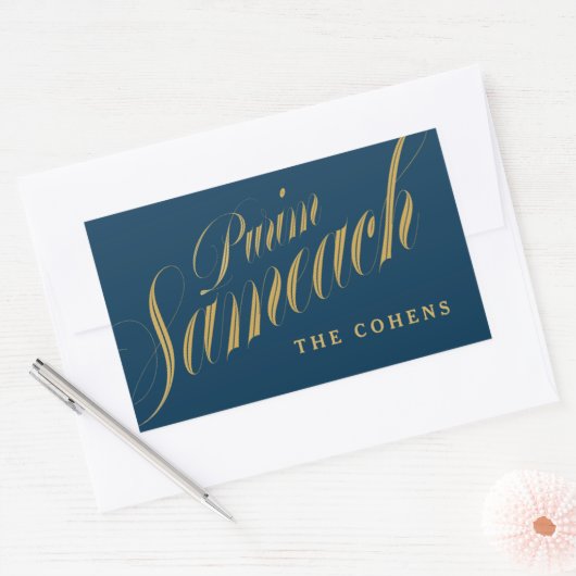 Purim Sameach-Etikett für Mishloach-Manot Rechteckiger Aufkleber (Umschlag)