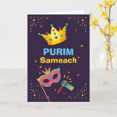 Purim Sameach Festive Mask und Noise Maker Karte (Gelbe Blume)