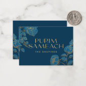 Purim Sameach mit Blume für Shaloch-Manot Mitteilungskarte (Vorderseite/Rückseite Beispiel)