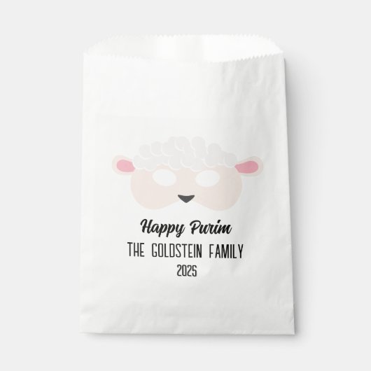 Purim Schafmaske masquerade Kostüm Geschenktütchen (Vorderseite)