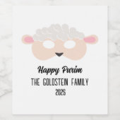 Purim Schafmaske masquerade Kostüm Weinetikett (Einzelnes Label)