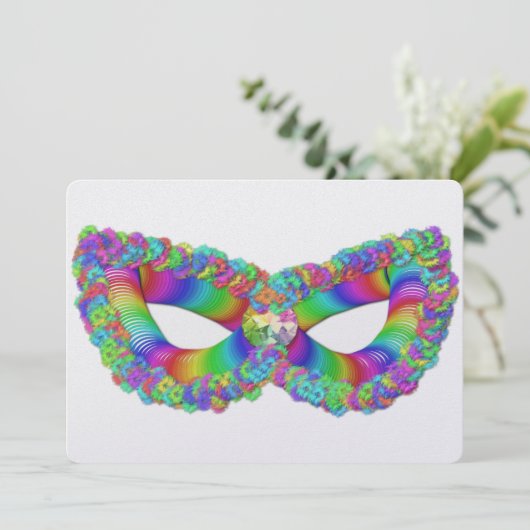 Purim Vashtis Maske Blumenkönigenkrone flach Feiertagskarte (Stehend Vorderseite)