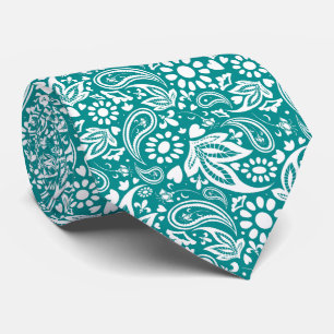 Purist Blau und Weiß Romantisches Paisley Muster Krawatte