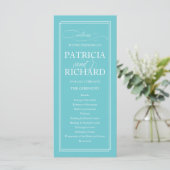 Purist Blue Elegant Hochzeitsfeier Programm (Stehend Vorderseite)