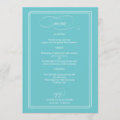 Purist Blue Elegante Wedding Menu Menükarte (Vorderseite)
