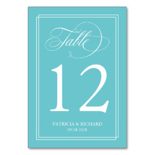 Purist Blue Simple Elegante Wedding Tischnummer