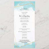 Purist Blue Watercolor Gold Geometric Line Hochzei Programm (Rückseite)